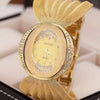 Unique Design Full Golden Alloy Dress Wristwatch Ladies Clock, Luxury Style New Fashion Watch Women