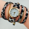 Sling Chain Leather Wrap Quartz Analog Unique Wrist Watches Women's Leopard Geneva Bracelet Wristwatch Multilayer